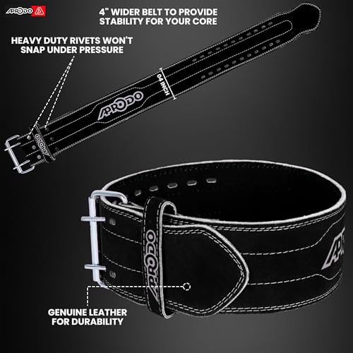 Image of Aprodo Gym Belt for Men and Women Workout with Secure Double Prong Buckle | 8.6mm Thick Suede Leather Professional Belt For Heavy Weight-Lifting, Powerlifting, Bodybuilding, Squatting and Strength Training (Black, S)