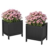 LUE BONA Outdoor Plant Pots Set of 2, 13.7' x 12.5' x 14.5' HDPS Flower Pots...