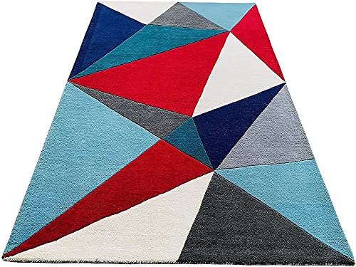 Image of Hand Made Tufted Carpet Premium Wool Abstract Irregular Design Non Slip Area Rug for Living Room Weight- |26 Pound|Size-5x8 Feet (60x96 Inch)