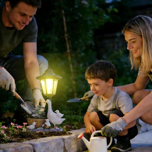 Lampe solaire extérieur canard contre obscurité jardin