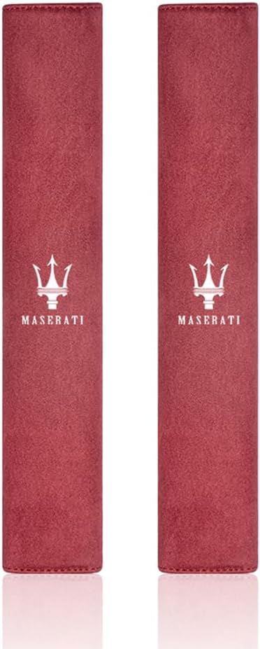 2 Pcs Car Seat Belt Pads for Maserati Quattroporte Levante Ghibli GT Gransport GC SQ4 Seat Belt Cover Protector Protect Shoulder Emblem Accessories,Red