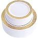 WDF 102pcs Gold Disposable Plastic Plates -Lace Design Wedding Party Plastic Plates include 51 Plastic Dinner Plates 10.25inch,51 Salad/Dessert Plates 7.5inch (Gold Lace Plates)