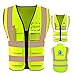 yunxunstyle Personalized Custom Your Text/Logo/Image High Visibility Safety Vest Protective Workwear With Reflective Strips (Orange Webbing/Green M)