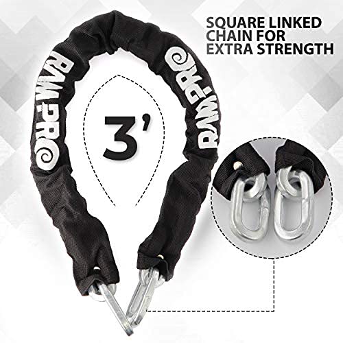 Ram Pro 3Ft Heavy Duty Square Link Bike Chain Made With Hardened Steel Protected From Prying, Sawing, And Cutting Perfect For Protecting Bike And Properties (Pack Of 2) #TOP4