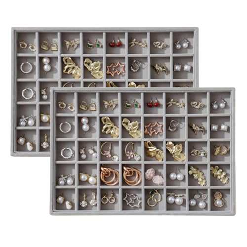 Image of Large Velvet Jewelry Tray Display Drawer Inserts 2 Pack