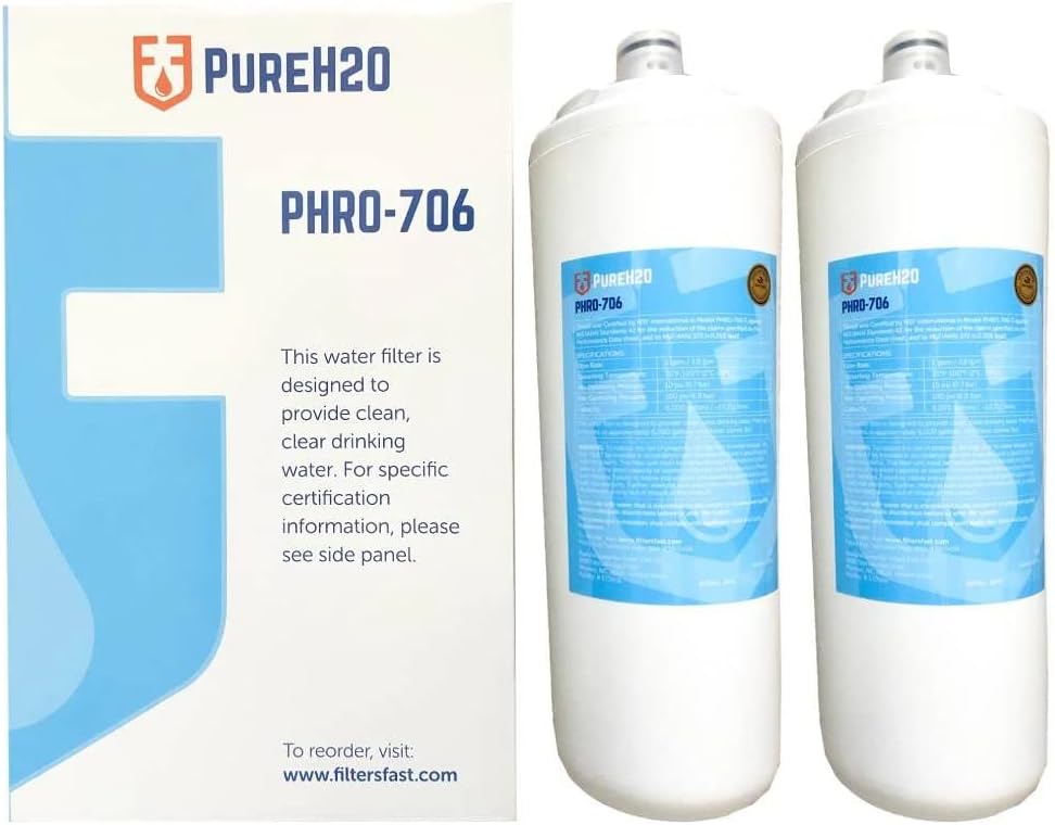 PureH2O PHRO-706 Compatible Replacement for Aqua-Pure AP5527 Carbon Water Filter Cartridge, 2-Pack