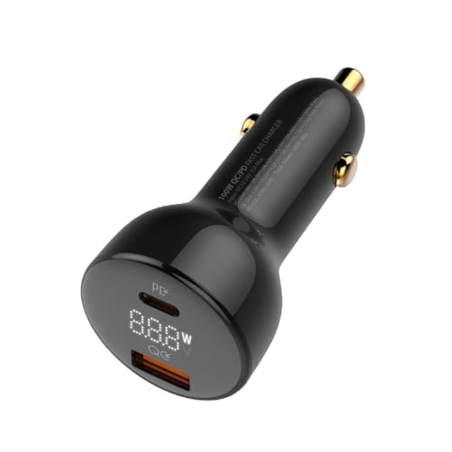 LDNIO C101 100 W Podwójna ładowarka samochodowa USB, z kablem typu C do typu C - czarna