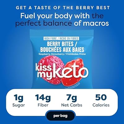Kiss My Keto Sugar Free Gummies, Berry Bites 8-Pack Satisfy Cravings while Staying in Ketosis High Fiber, 7g Net Carbs, Non-GMO, Vegan, Gluten-Free Low-Calorie Vegan Candy