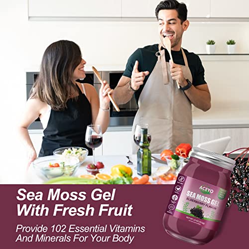 (18 OZ) Irish Elderberry Sea Moss Gel Organic Raw Vegan Flavor 102 Vitamins and Minerals Wild Harvested Non-GMO Immune Defense Booster Thyroid Digestive Support