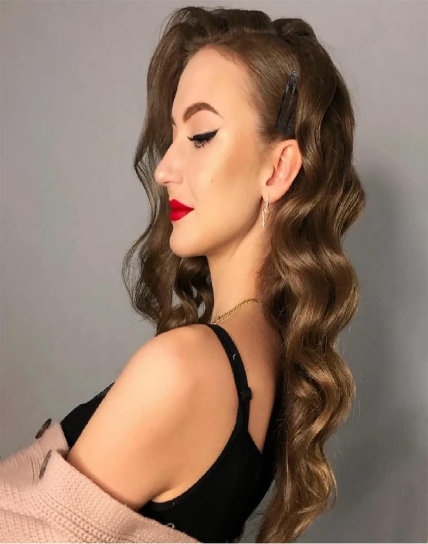 12pcs Black Hair Clips Metal Snap Hair Clips Large Snap Hair Clips Long Non Slip Snap Hair Clips for Women Fine Hair Hair Accessories for Girls Hair Styling