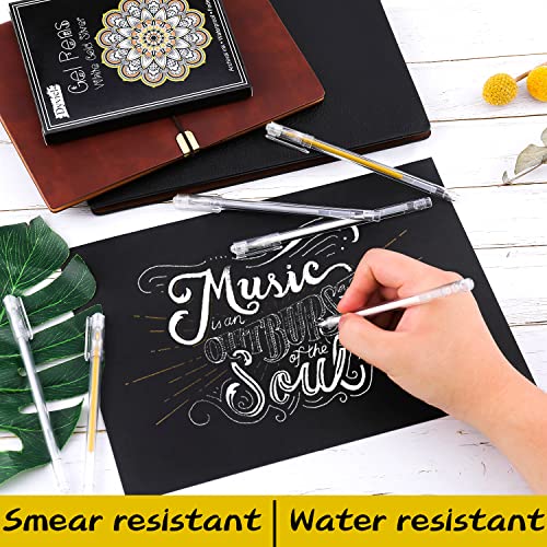 Dyvicl White Gold Silver Gel Pens, 0.5 Mm Extra Fine Point Pens Gel Ink Pens For Black Paper Drawing, Sketching, Illustration, Adult Coloring, Journaling, Set Of 12 #TOP3