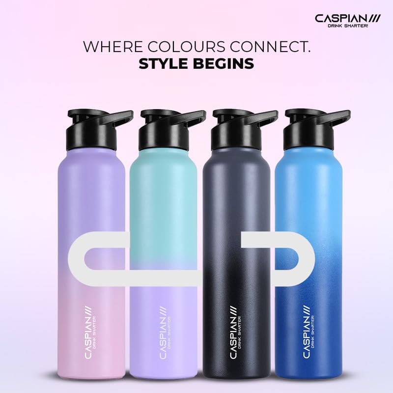 Image of CASPIAN / / / Hike Stainless Steel Customize Sipper Water Bottle Leak Proof Thunder for Fridge Home Office Travel School Kids Boys Girls Adults Sports Gym Yoga (P Blue 1 Litre, Set of 1)