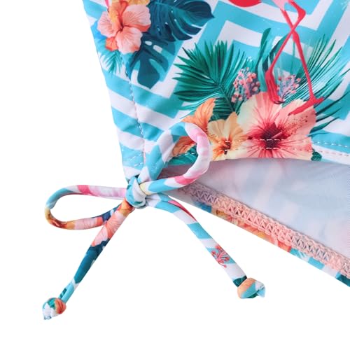 Image of BFUSTYLE Girls One Piece Swimsuit Cute Striped Bathing Suit Hawaii Swimwear 6-17 Years