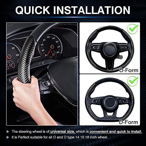Image of Cartist Steering Wheel Cover, Carbon Fiber Steering Wheel Cover, Wheel Cover for Men /Women, Anti-Slip, Durable, Universal for 99% Car (Black+Red)