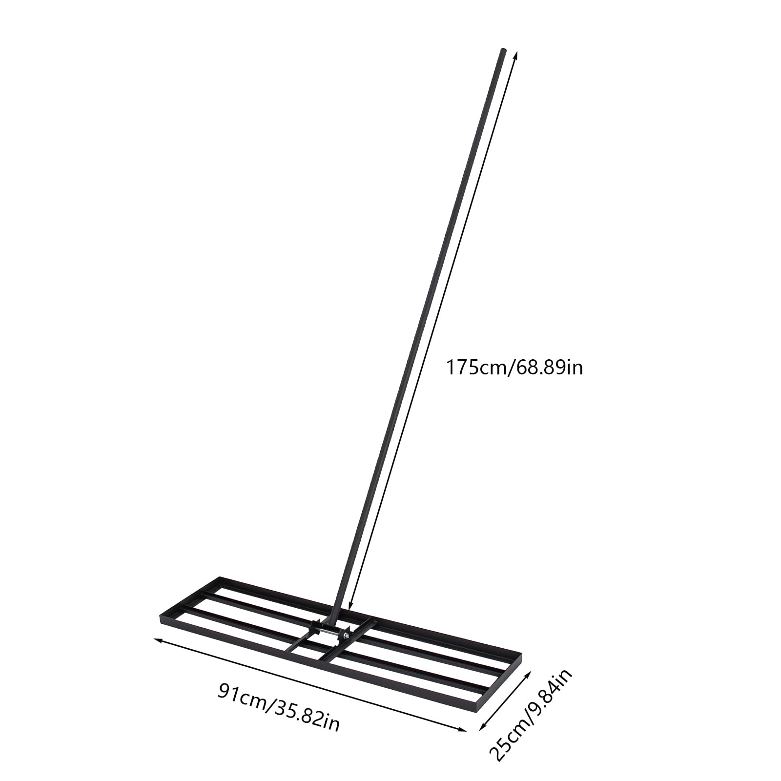 Rastrillo nivelador de césped con rotación de 180 Grados para nivelar fácilmente Superficies sucias y aceitosas en Patios, Jardines y Campos de Golf.