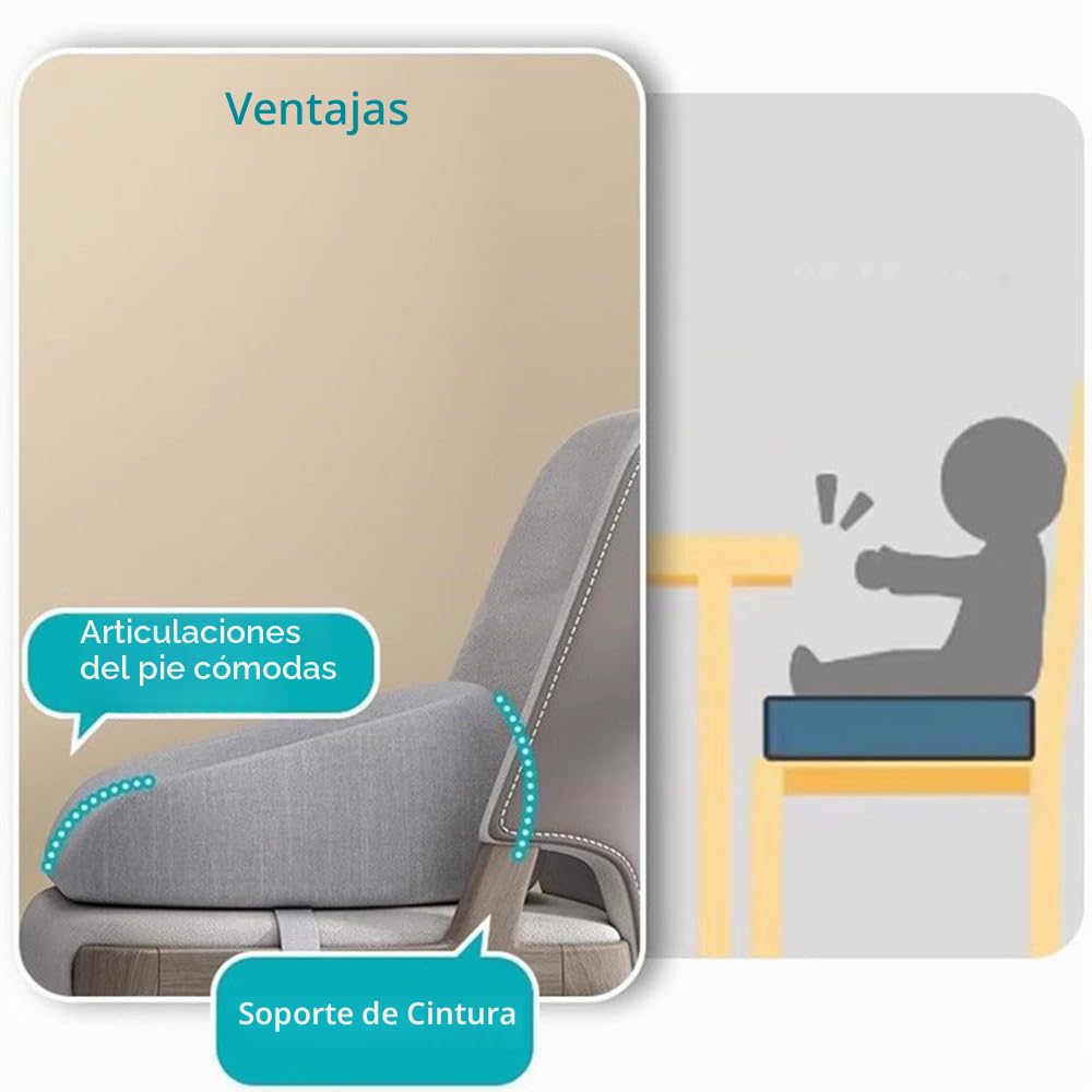 FANSU Cojín Alzador de Asiento para Niños, Algodón Silla Bebe Cojines Infantiles per Silla Comer con Cinturón, Desmontable Bebé Cojines Elevador Silla de Viaje (gris)