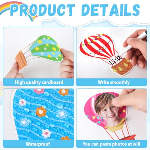 Image of 80Pcs Colorful Hot Air Balloons Cutouts Back to School Bulletin Board Hot Air Balloons Accents Paper Cut-Outs Classroom Decor for Kids DIY Craft Photo Wall Kindergarten Preschool Party Favor Supply