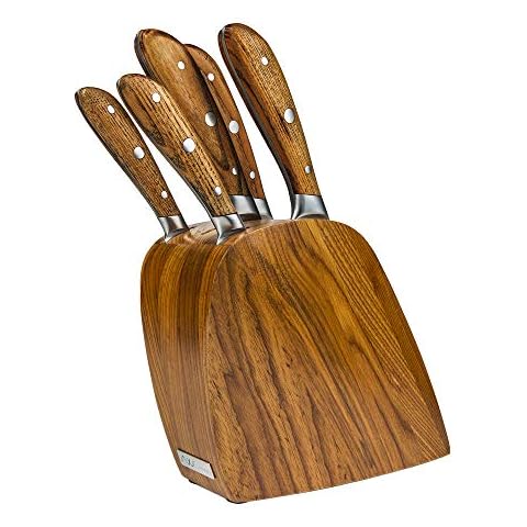 Rockingham Forge Ashwood Series 5 Piece Wooden Knife Block Set Including German Steel Blades with Heat-Treated Handles,RF-1740/6 Cover