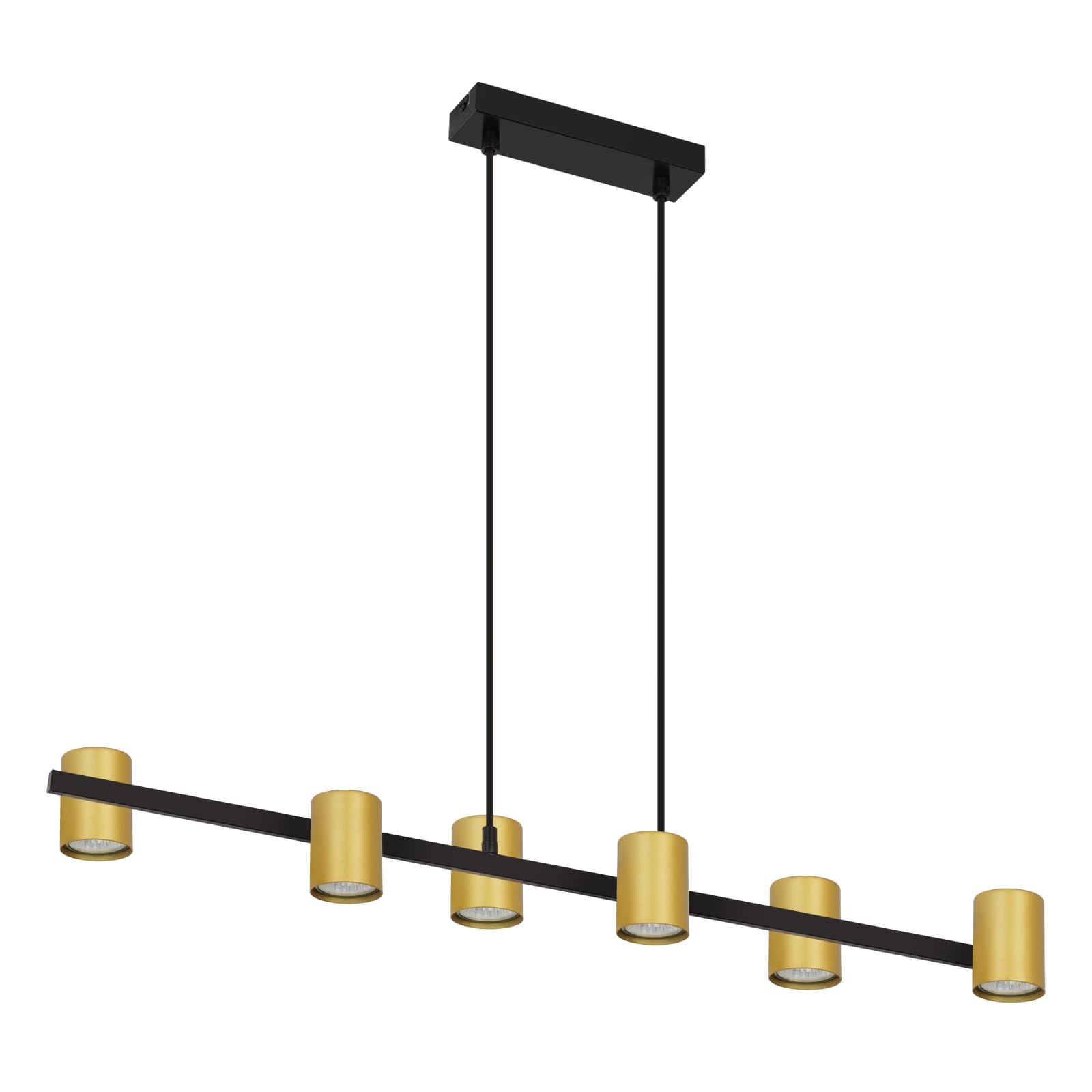 Pendelleuchte esstisch Hängelampe 6 Flammig: Modern Esstischlampe hängend in Schwarz Gold GU10 Esszimmerlampe Metall Hängeleuchte Industrial für Küche Wohnzimmer Esszimmer- Ohne Leuchtmittel | in schwarz gold GU10 Esszimmerlampe lang Metall Pendelleuchte