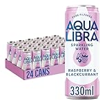 AQUA Libra Sparkling Sugar-Free Fruit Water, No Calories, Raspberry and Blackcurrant, 330 ml, Pack of 24
