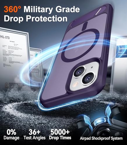 Image of Magnetic Compatible with iPhone 15 Plus Case & iPhone 14 Plus Case, [Built-in Invisible Kickstand][Compatible with MagSafe][Military Grade Shockproof] Slim Translucent Matte Phone Case 6.7 inch