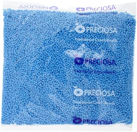 Czech Glass Seed Beads 11/0 (2.1mm Diameter) Opaque Turquoise Blue DIY Jewelry Making Beadss - 250g Bulk Bag by Preciosa (Jablonex)