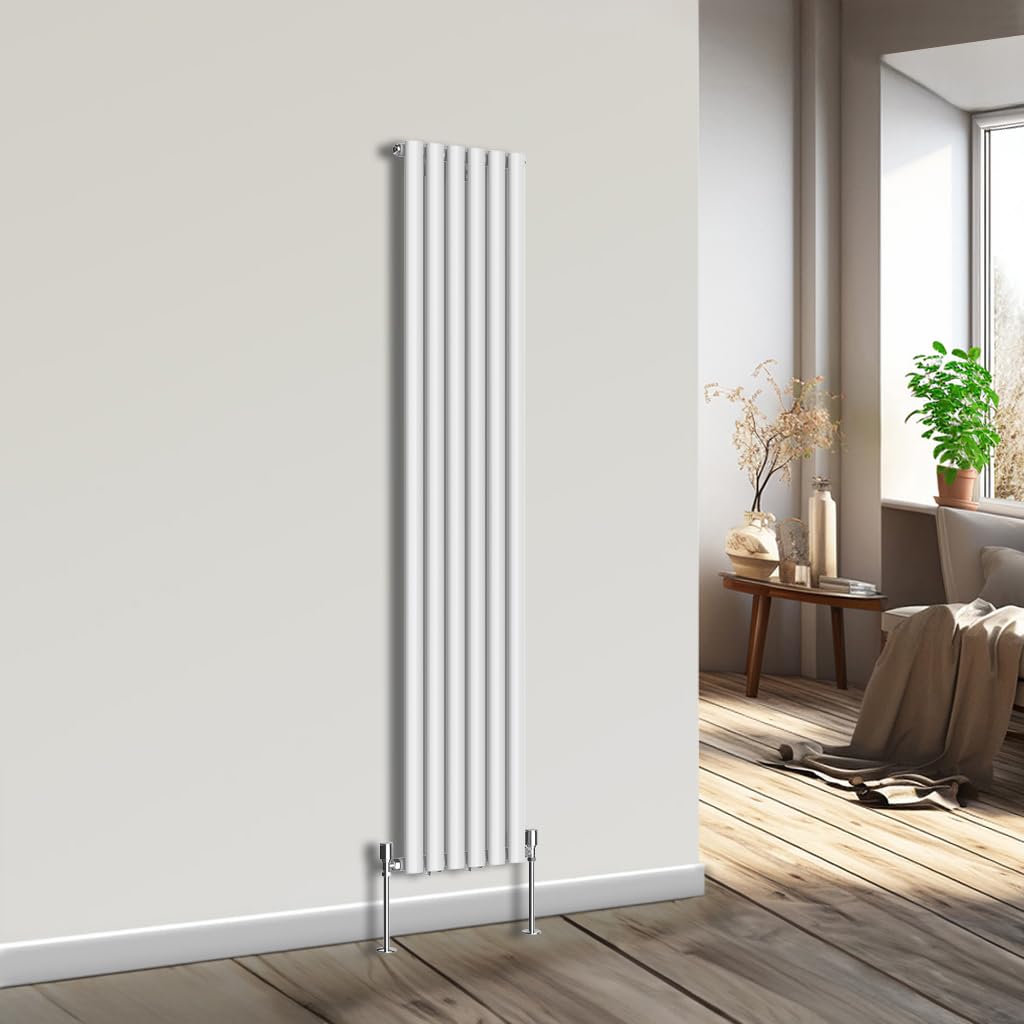 NRG Vertical Oval Column Radiator White 1800x354mm Single Panel