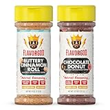 Flavor God Dynamic Dessert Duo Pack of 2 Seasoning Topper Gift Set, Buttery Cinnamon Roll & Chocolate Donut, Natural Healthy Blend For Donuts, Fruit Ice Cream, Coffee, Low Sodium, Gluten & Dairy Free