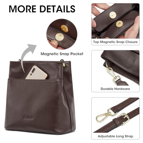 Image of Kattee Leather Handbags for Women 2026, Soft Shoulder Tote Crossbody Purses Bucket Bags with 2 Detachable Straps