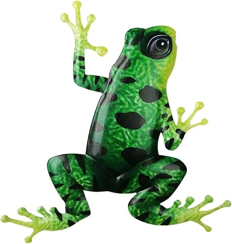 Leefasy Adornos coloridos de rana, fácil de instalar, estatua antioxidante, escultura de arte para colgar en la pared para exteriores, patio,