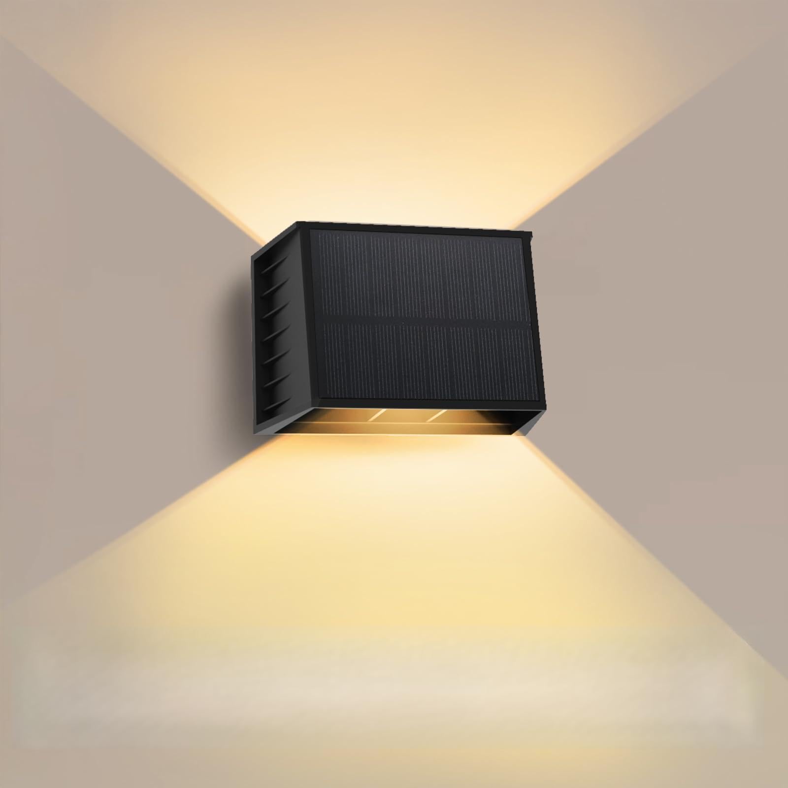 T-SUN LED Wandleuchte Solar Außen, 3000K Warmweiß Solarlampen für Außen mit Auf und ab Einstellbarer Lichtstrahl Abstrahlwinke, Solarwandleuchten Außen Wasserdichte Solarleuchte für Wand Garten Zaun