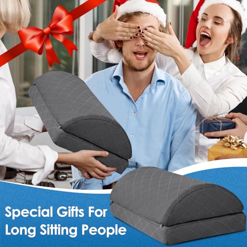 Image of CushZone Foot Rest for Under Desk at Work Adjustable Foam for Office and Home, Office Desk Accessories,Comfortable Footrest with 2 Adjustable Heights,Back & Hip Pain Relief (Gray-16.9 in)