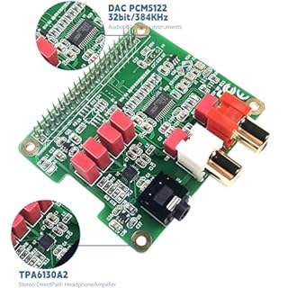 HiFi DAC HAT per Raspberry Pi 5/4/3B+/Zero, scheda audio PCM5122, 384 kHz/32 bit HiFi Sound Shield con uscita RCA e 3,5 mm, doppio oscillatore e DOP, 112 dB SNR