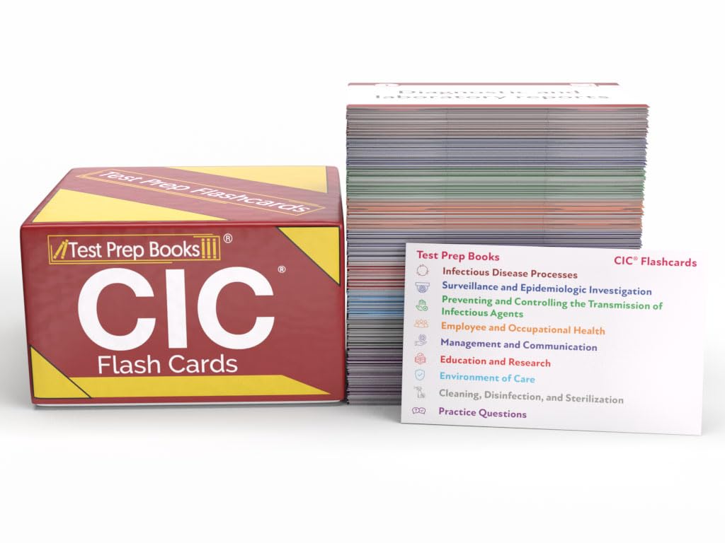 CIC Exam Prep Study Cards: Review and Practice Test Questions for the CBIC Certified Infection Control Examination [Full Color Cards] Cards – May 31, 2024