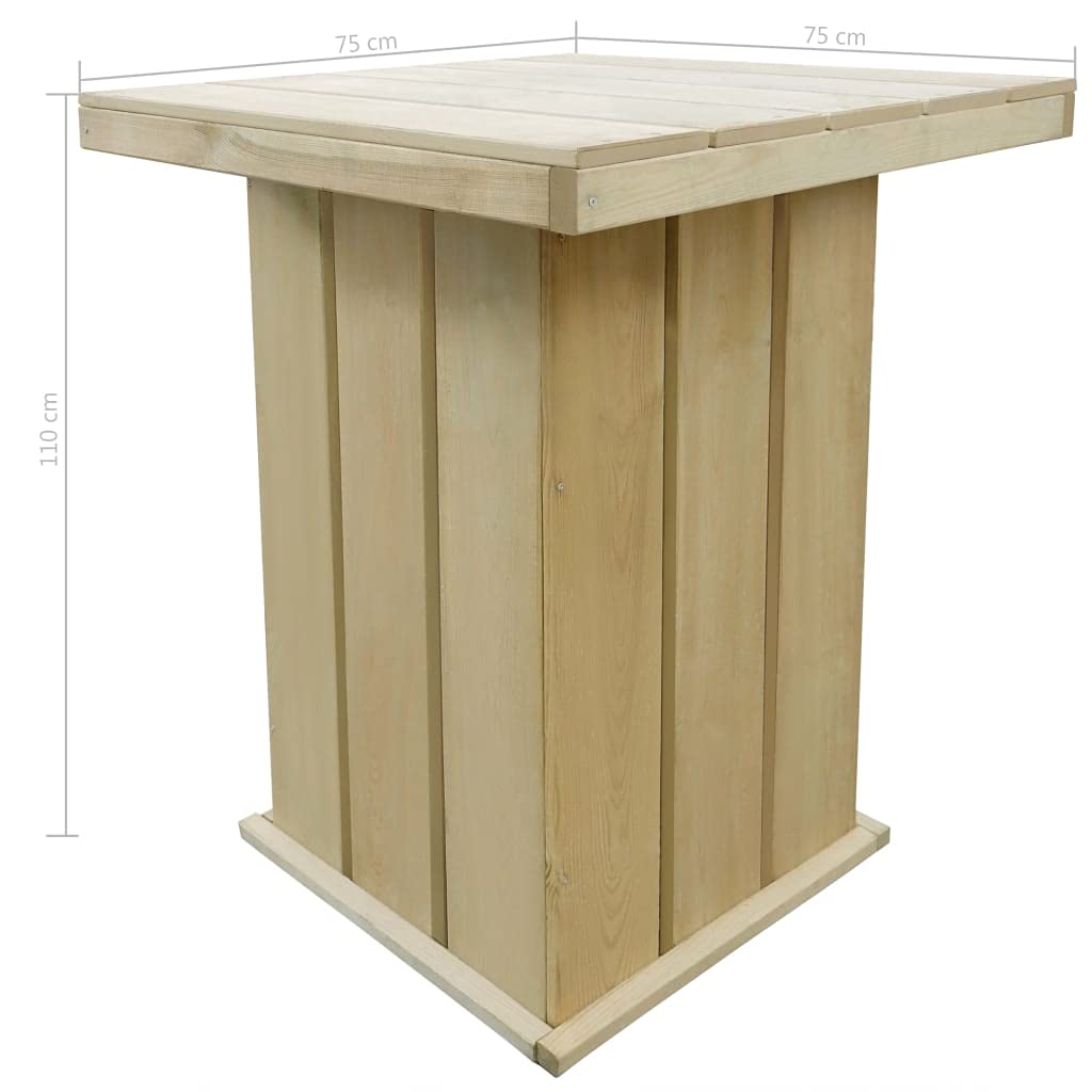 Genérico Mesa de Bar de Madera de Pino impregnada 75x75x110 cm