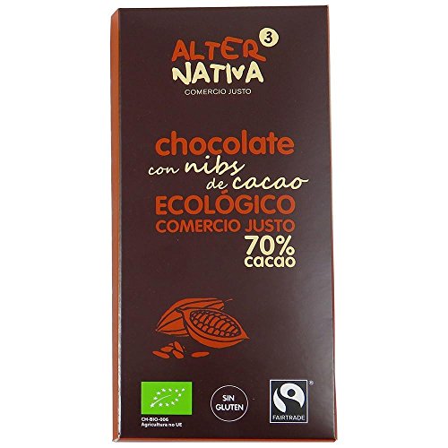 CHOCOLATE 70% CACAO con nibs de cacao 80gr. ECO
