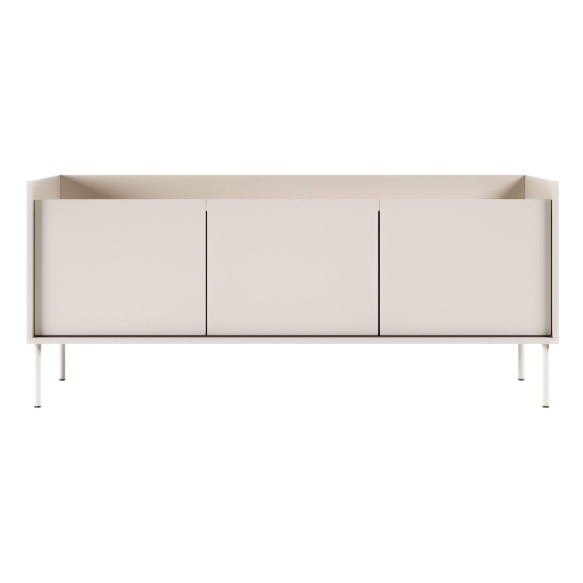 Selsey Meuble TV 140 cm Design Moderne Chic en Taupe Finitions Mat Panneau de Particules Laminé Robuste Pieds Métalliques Espace de Rangement Conçu en Pologne