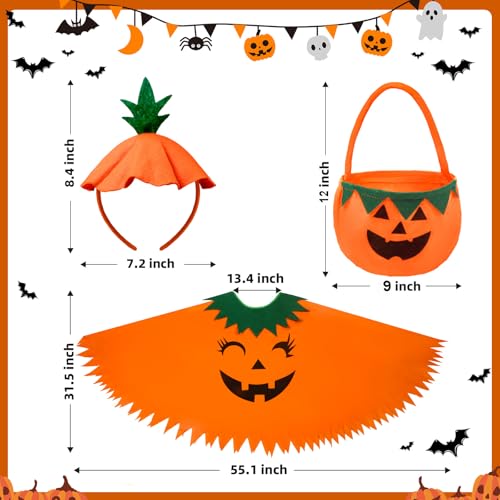 Ispralo 3Pcs Halloween Pumpkin Costume For Women Halloween Pumpkin Poncho Adults With Pumpkin Headband And Bag thumb #1