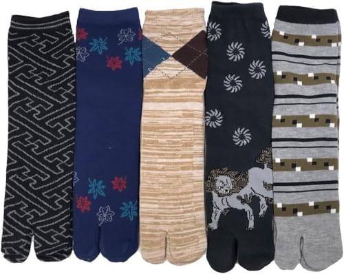 Men’s Japanese Tabi Socks – Split Toe Flip Flop Socks for Geta & Sandals 25-27cm, Ankle Length3