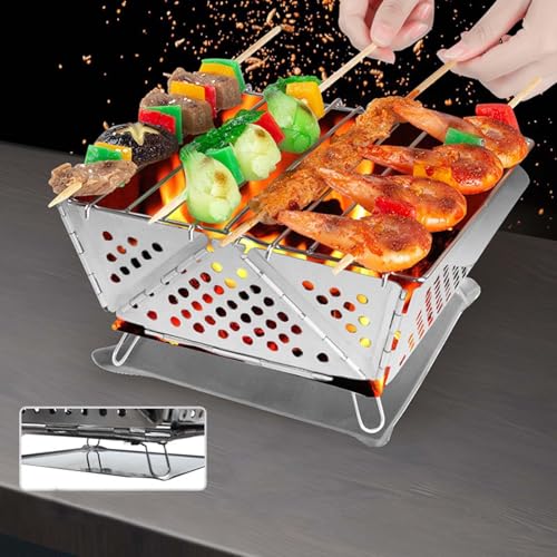 Brasero pliable et barbecue de camping compact en acier inoxydable - 5