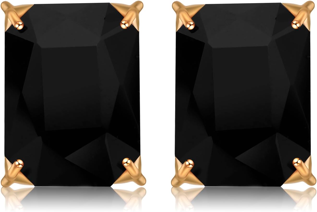 Colorful Rectangle Oval Glass Crystal Stud Earrings Hypoallergenic Gemstone Square Transparent Glass Earrings for Women Wife Mom