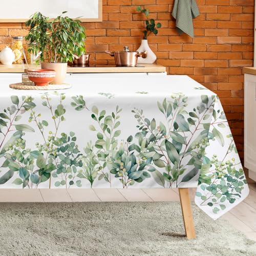 Arquiel Eucalyptus Leaves Table Cloth, 100% Polyester Rectangle Medium-weight Tablecloth for Kitchen Dining Parties Picnic Table Decor, 152 x 213cm