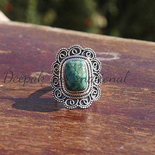 Ruby Fuchsite Silver Ring, 925 Sterling Silver, Handmade, Oxidized, Statement Ring, Signet Ring, Solitaire, Women's, Girl's, Birthday Gift, Party Wear Ring, Christmas Gift, Antique, Boho Ring #TOP1