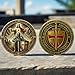 Knight Templar Prayer Coin, Dual-Sided Knight Templar Challenge Coin with Red Cross, Shield Knights Pray Commemorative Coins, Gift for Collectors (1PC)