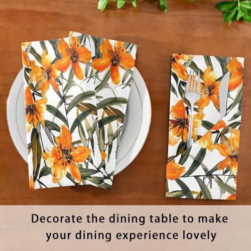 Servilletas de Tela Naranja Floral 6 un 20x20 pulg miniatura 3