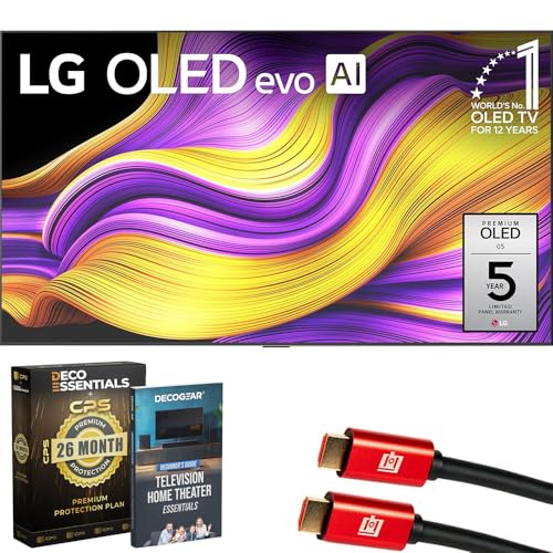 LG 77 Inch G5 Series OLED evo 4K UHD Smart webOS TV with One Wall Design (2025) OLED77G5WUA Bundle with 26 Month...
