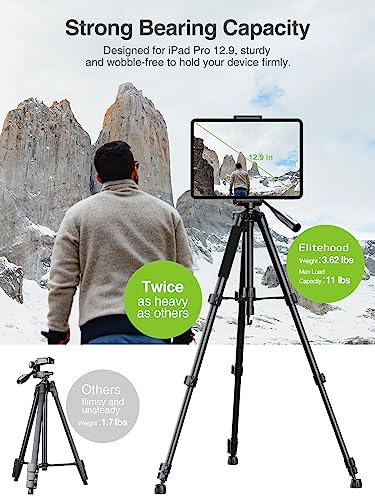 Image of Elitehood 68 inch Heavy Duty iPad Tripod, Ultra-Stable Camera Tripod for iPad Pro 12.9, Tablet Stand Mount for Video Recording /Photography, Compatible with 4.7-13inch Tablet /Webcam /DSLR