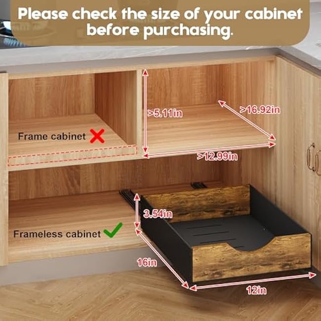 Durable Pull Out Cabinet Organizer, Wood Slide Out Drawers for Kitchen Storage, Practical Shelf Organizer for Spice Storage, Kitchen Organizers and Storage for Kitchen Pantry