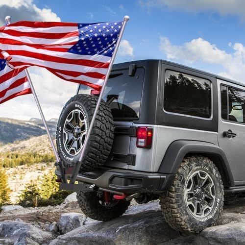 Hitch Flag Pole Holder,Truck Fag Pole Hitch Fits Standard 2 inch Hitch Receivers，Adapter Fit Jeep, RV, Camper, SUV, Pickup, Truck Fag Mount with Anti-Wobble Screw