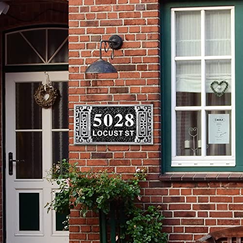 MORIDA Personalized Cast Address Sign House Number Home Address Plaque 12 Inch, Custom Steet House Number Sign, Metal or Acrylic Antique Brass for Outside Vintage